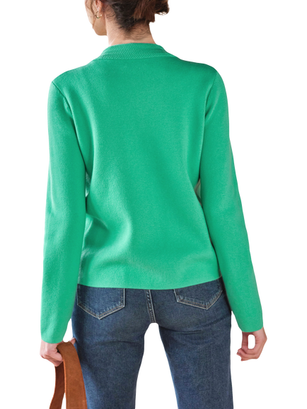 Pure Collection Milano Zip Through Cotton Wool Jacket, Green - view 2, Green