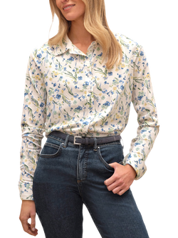 Pure Collection Flora Cotton Jersey Shirt, Floral, Floral