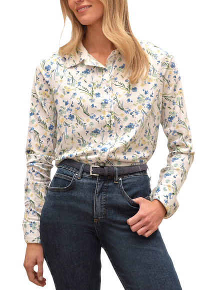 Pure Collection Flora Cotton Jersey Shirt, Floral, Floral