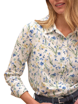 Pure Collection Flora Cotton Jersey Shirt, Floral - view 2, Floral