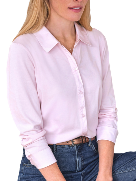 Pure Collection Cotton Jersey Shirt, Pink, Pink