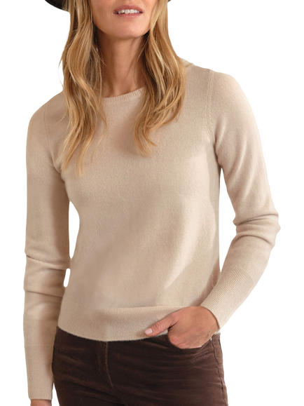 Pure Collection Cashmere Figure Skimming Crew Neck Jumper, Blonde - view 2, Blonde