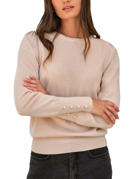 Pure Collection Wool Rich Crew Neck Jumper, Vanilla, Vanilla