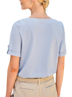 Pure Collection Button Tab Sleeve T-Shirt - view 2, Blue