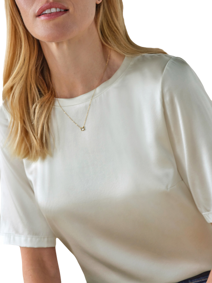 Pure Collection Silk Blend T-Shirt - view 2, Ivory