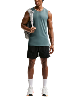 Nike Men's Pro Dri Fit Training Tank Top, Slate/Green Strike, Slate/Green Strike