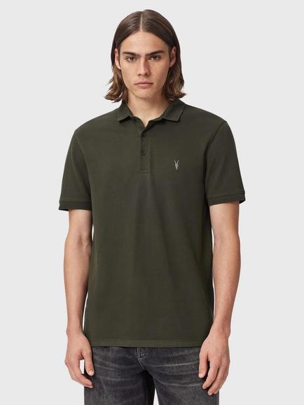 AllSaints Reform Cotton Slim Fit Polo Shirt, Wild Green, Wild Green