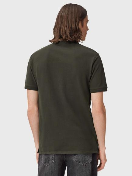 AllSaints Reform Cotton Slim Fit Polo Shirt, Wild Green - view 2, Wild Green