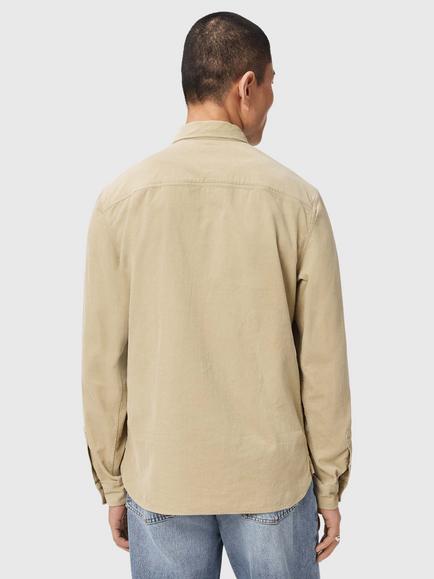 AllSaints Birchwood Slim Fit Cotton Shirt, Cord Brown - view 2, Cord Brown