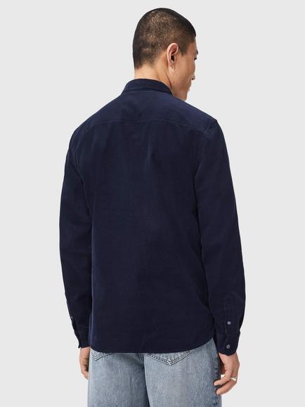 AllSaints Birchwood Slim Fit Cotton Blend Shirt, Sapphire Blue - view 2, Sapphire Blue