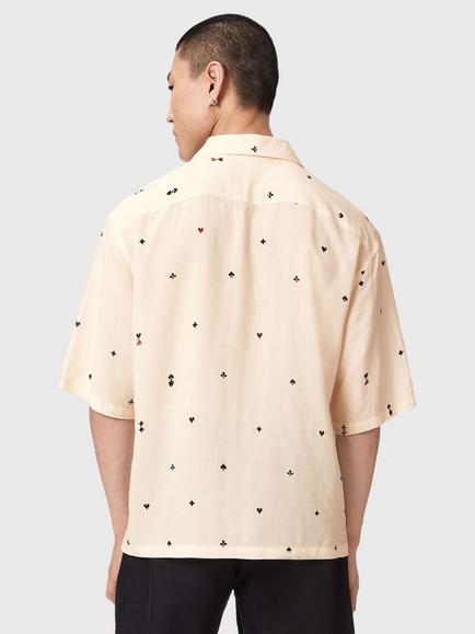 AllSaints Cardsuit Loose Fit Cotton Blend Shirt - view 2, Ecru