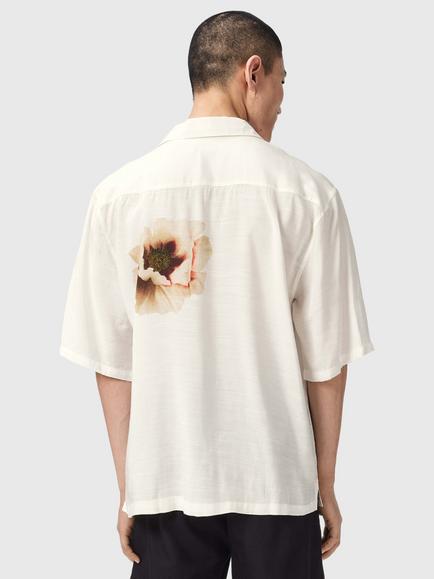 AllSaints Floraison Cotton Rich Loose Fit Floral Shirt, Ecru - view 2, Ecru