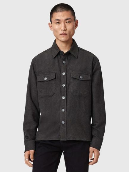 AllSaints Haiku Loose Fit Shirt, Charcoal Marl