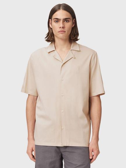 AllSaints Hudson Cotton Blend Loose Fit Shirt, Birch White, Birch White
