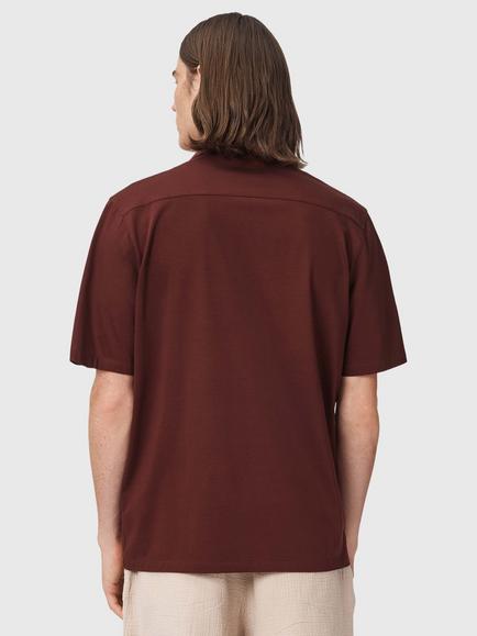 AllSaints Hudson Cotton Loose Fit Shirt, Burnt Red - view 2, Burnt Red