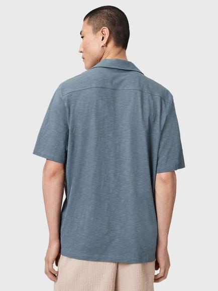 AllSaints Robson Cotton Loose Fit Shirt, Lunar Blue - view 2, Lunar Blue