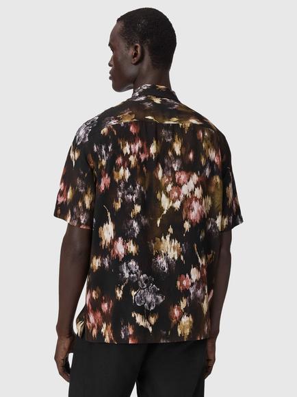 AllSaints Wildflower Cotton Loose Fit Abstract Shirt, Black - view 2, Black