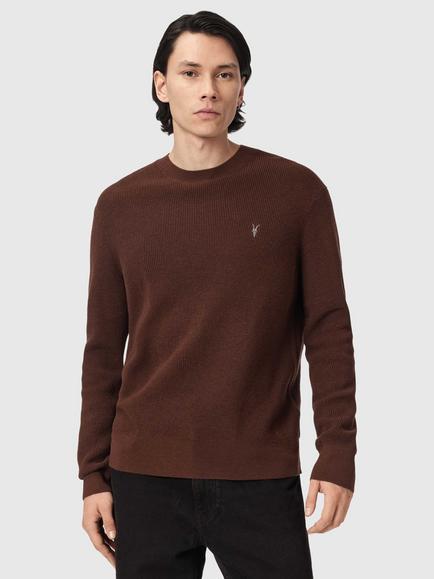 AllSaints Aspen Cotton Rich Jumper, Hot Chocolate Brown, Hot Chocolate Brown