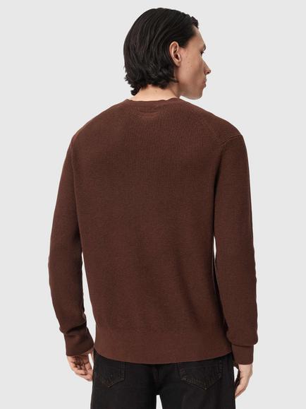 AllSaints Aspen Cotton Rich Jumper, Hot Chocolate Brown - view 2, Hot Chocolate Brown