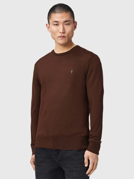AllSaints Mode Merino Slim Fit Wool Jumper, Brown, Hot Choc Brown