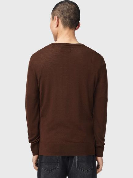 AllSaints Mode Merino Slim Fit Wool Jumper, Brown - view 2, Hot Choc Brown