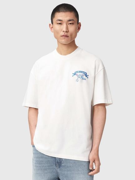 AllSaints Cray Cotton Loose Fit T-Shirt, Chalk White, Chalk White