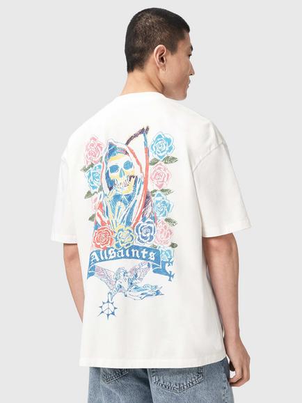 AllSaints Cray Cotton Loose Fit T-Shirt, Chalk White - view 2, Chalk White