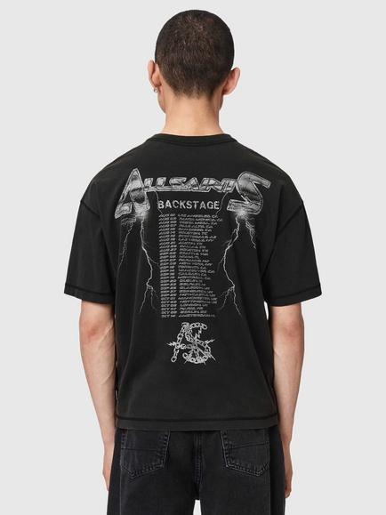 AllSaints Iron Tiger Cotton Loose Fit Short Sleeve T-Shirt, Washed Black - view 2, Washed Black