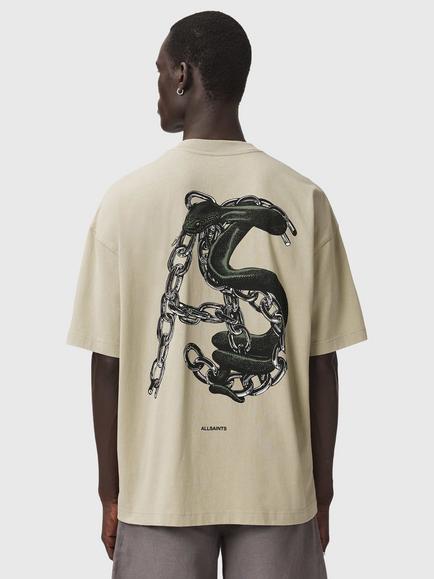 AllSaints Linx Cotton Loose Fit Short Sleeve T-Shirt - view 2, Sage Green
