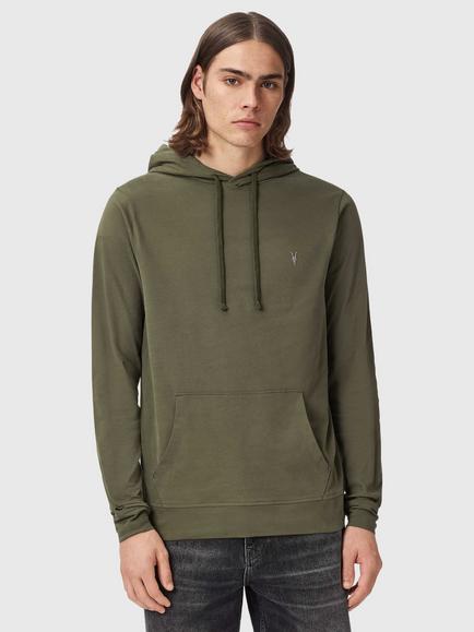 AllSaints Brace Slim Fit Cotton Hoodie, Wild Green, Wild Green
