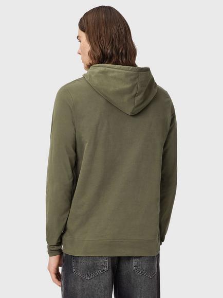AllSaints Brace Slim Fit Cotton Hoodie, Wild Green - view 2, Wild Green