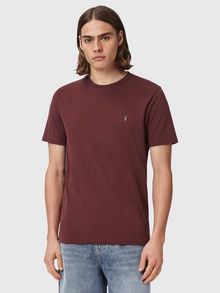 AllSaints Brace Slim Fit Cotton T-Shirt, Burnt Red, Burnt Red