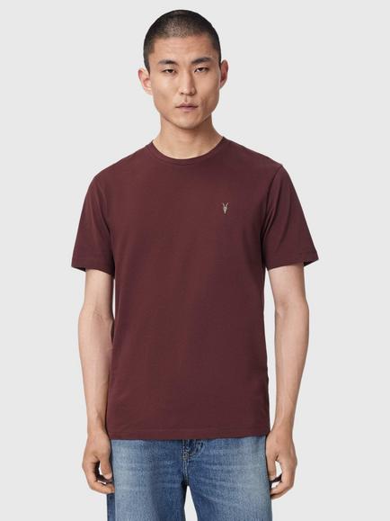 AllSaints Brace Slim Fit Crew Neck Cotton T-Shirt, Pack of 3, Woodrose/Red/Black, Woodrose/Red/Black