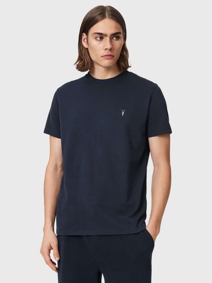 AllSaints Dexter Cotton Blend Regular Fit Short Sleeve T-Shirt, Navy Blue