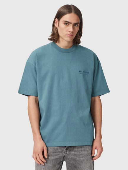 AllSaints Xander Cotton Loose Fit T-Shirt, Lunar Blue, Lunar Blue