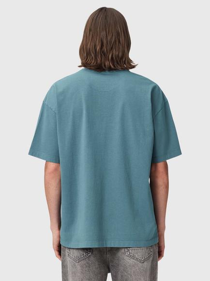 AllSaints Xander Cotton Loose Fit T-Shirt, Lunar Blue - view 2, Lunar Blue