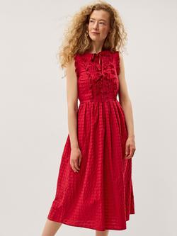 Monsoon Bea Gingham Fit and Flare Midi Dress, Pink, Pink