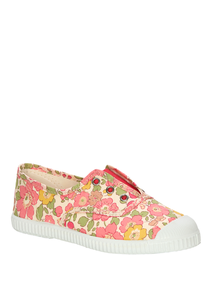 Trotters Kids' Peach Sparkle Betsy Hampton Canvas Plimsolls, Multi - view 2, Multi