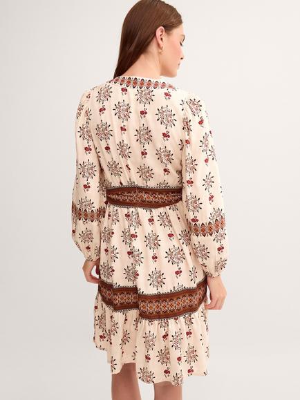 Monsoon Carrie Print Dress containing LENZING™ ECOVERO™ Viscose, Ivory - view 2, Ivory