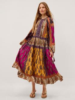 Monsoon Magdalena Paisley Swing Midi Dress, Berry/Multi, Berry/Multi