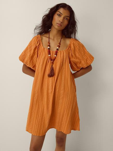 Monsoon Yara Tie-Back Dress, Tan, Tan