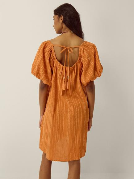 Monsoon Yara Tie-Back Dress, Tan - view 2, Tan
