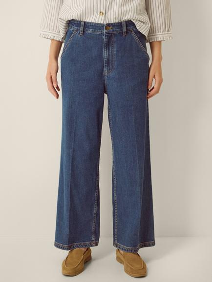 Monsoon Jojo Wide Leg Jeans, Mid Authentic Blue, Mid Authentic Blue
