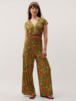 Monsoon Zainab Tropical Floral Jumpsuit, Green/Multi, Green/Multi