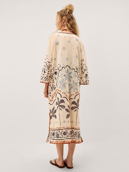 Monsoon Aleah Printed Kaftan, Ivory - view 2, Ivory