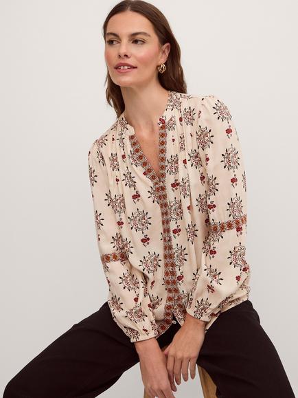Monsoon Carrie Print Shirt containing LENZING™ ECOVERO™ Viscose, Ivory, Ivory
