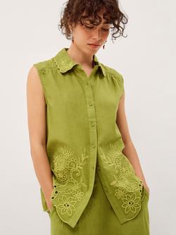 Monsoon Effie Embroidered Shirt, Green, Green