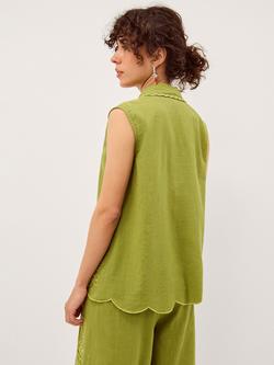 Monsoon Effie Embroidered Shirt, Green - view 2, Green