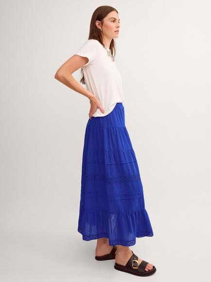 Monsoon Maria Tiered Maxi Skirt, Cobalt