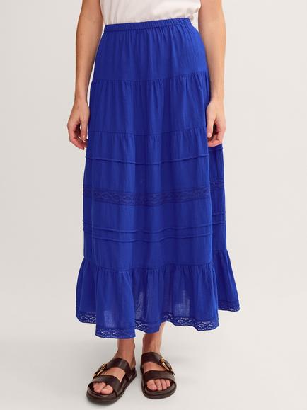 Monsoon Maria Tiered Maxi Skirt - view 2, Cobalt